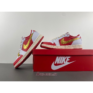 Buy Air Jordan 1 Low White Red Gold Red DJ5185-100-2 Quality Reps Replicas Shoes