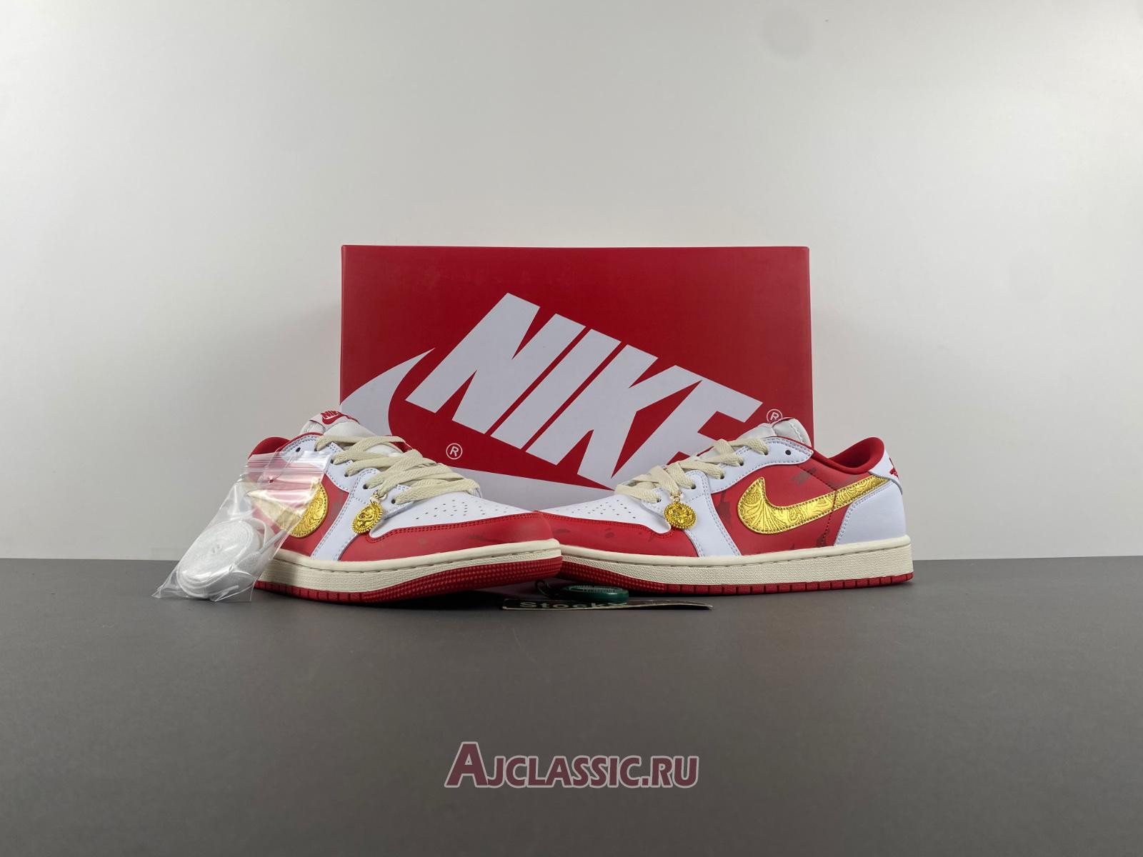 New Air Jordan 1 Low "White Red Gold" DJ5185-100-2 Shoes