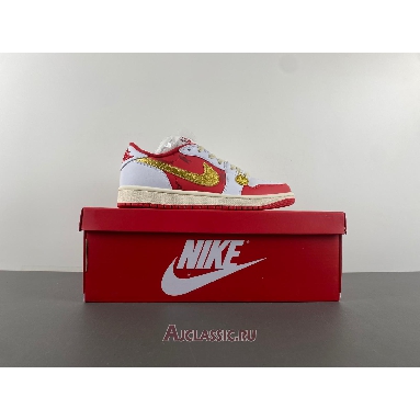Buy Air Jordan 1 Low White Red Gold Red DJ5185-100-2 Quality Reps Replicas Shoes