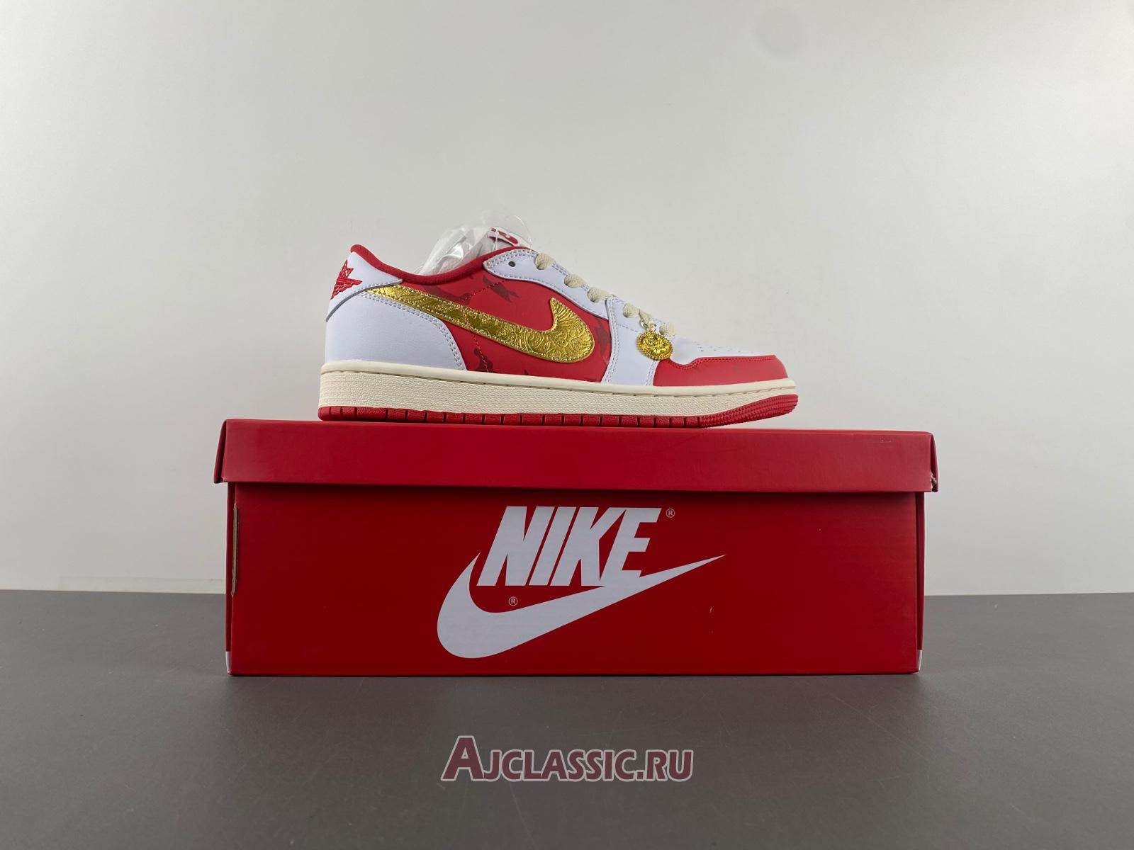 New Air Jordan 1 Low "White Red Gold" DJ5185-100-2 Shoes