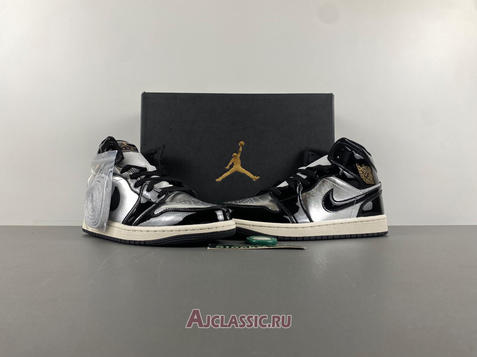 New Air Jordan 1 Mid SE GS "Black Metallic Silver" FZ3938-001 Shoes