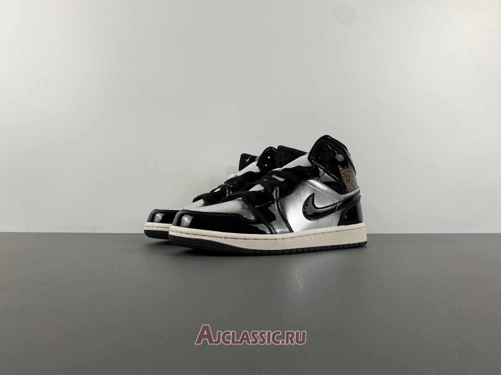 New Air Jordan 1 Mid SE GS "Black Metallic Silver" FZ3938-001 Shoes