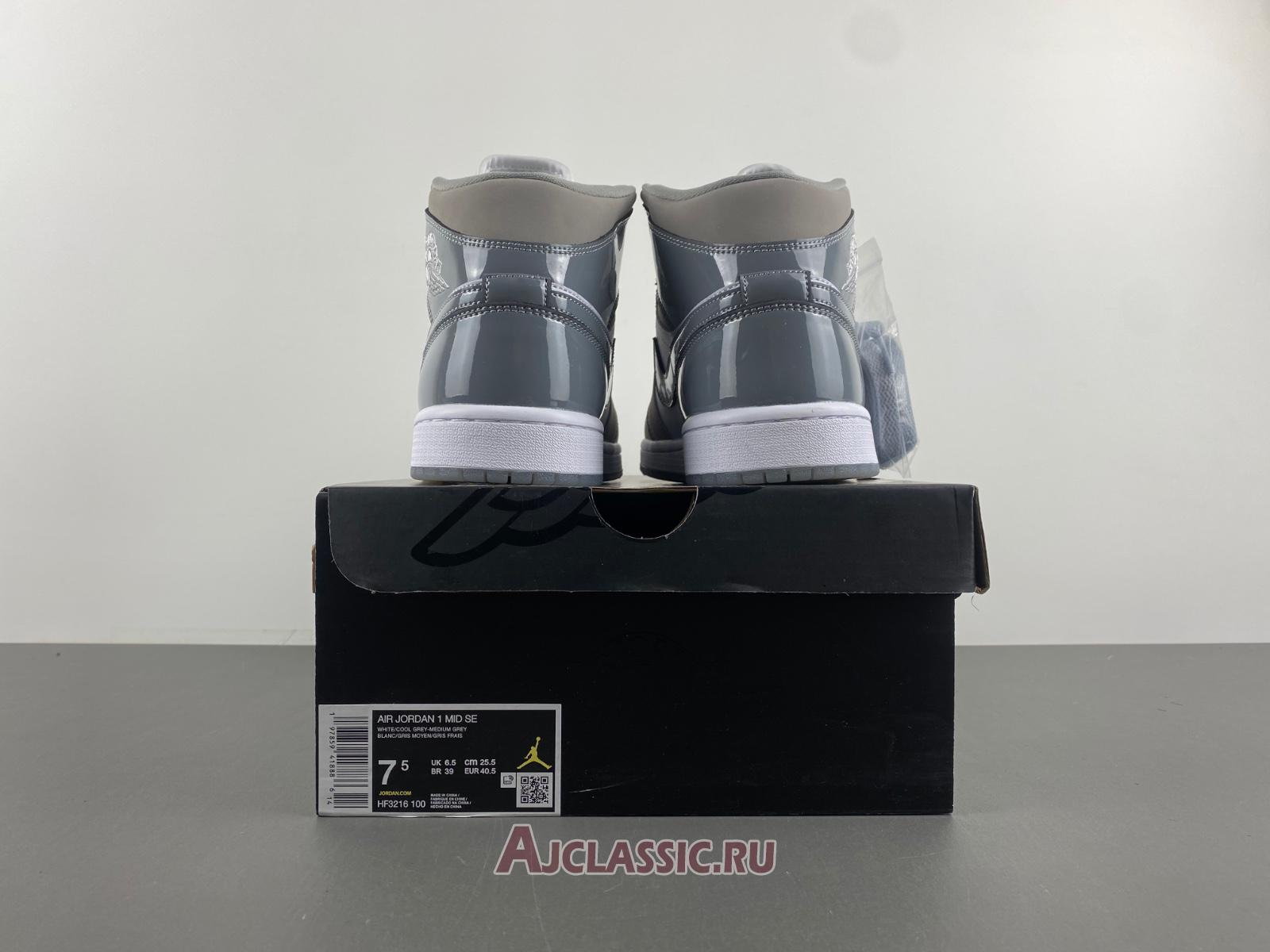 New Air Jordan 1 Mid SE "Patent Cool Grey" HF3216-100 Shoes