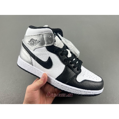 Buy Air Jordan 1 Mid Black White Silver Silver 554724-121-2 Quality Reps Replicas Shoes