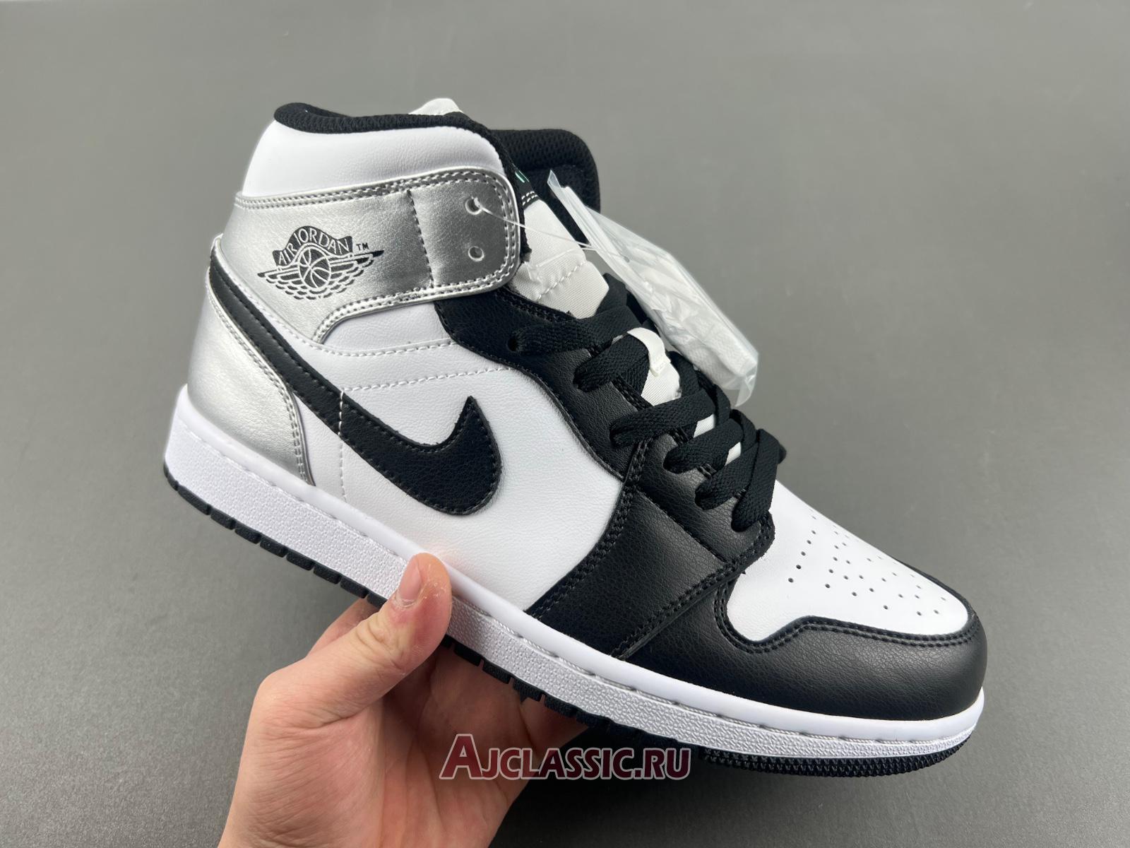 New Air Jordan 1 Mid "Black White Silver" 554724-121-2 Shoes