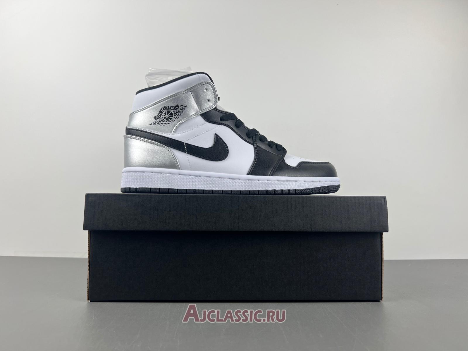 New Air Jordan 1 Mid "Black White Silver" 554724-121-2 Shoes