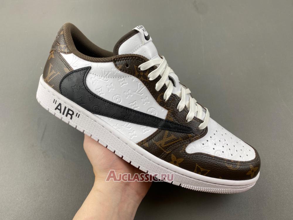 New Louis Vuitton LV x Travis Scott x Air Jordan 1 Low "White Brown Black" DL2403-002 Shoes