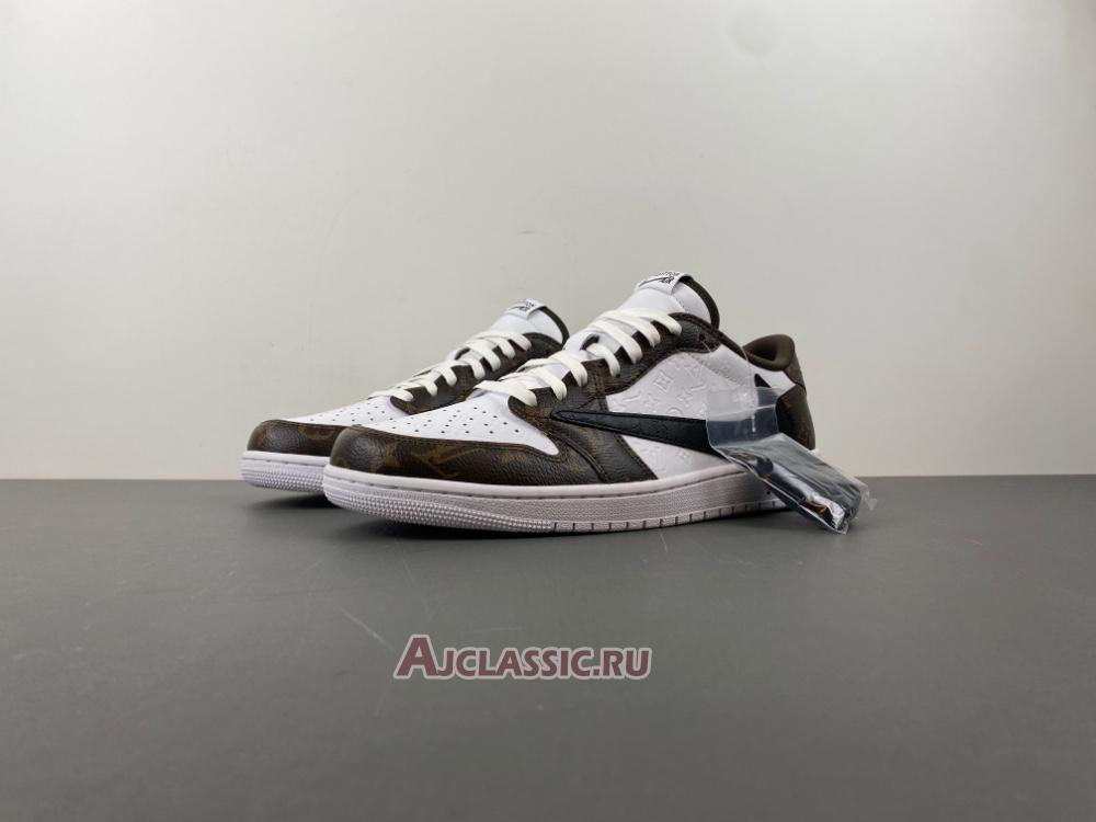 New Louis Vuitton LV x Travis Scott x Air Jordan 1 Low "White Brown Black" DL2403-002 Shoes