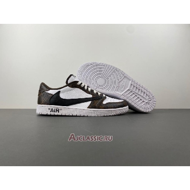 Buy Louis Vuitton LV x Travis Scott x Air Jordan 1 Low White Brown Black Brown DL2403-002 Quality Reps Replicas Shoes