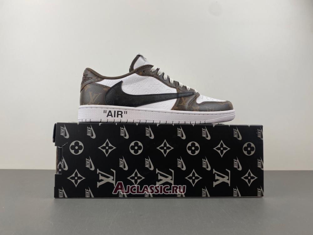 New Louis Vuitton LV x Travis Scott x Air Jordan 1 Low "White Brown Black" DL2403-002 Shoes