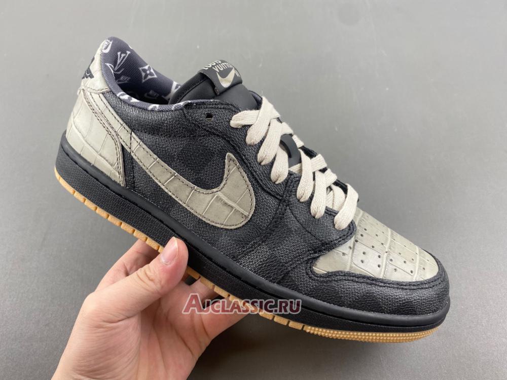 New Louis Vuitton LV x Air Jordan 1 Low "Grey Beige Gum" DL2403-002-3 Shoes