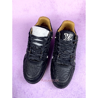 Buy Louis Vuitton LV Trainer Sneaker Black Leather Black 1AHTSW-2 Quality Reps Replicas Shoes