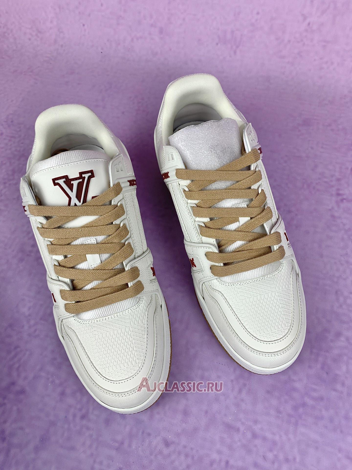 New Louis Vuitton LV Trainer Sneaker "White Red Leather" 1AHTS7-2 Shoes