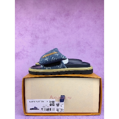 Buy Louis Vuitton LV Pool Pillow Flat Comfort Mule Slides Blue Monogram Denim Blue 1ACJVH Quality Reps Replicas Shoes
