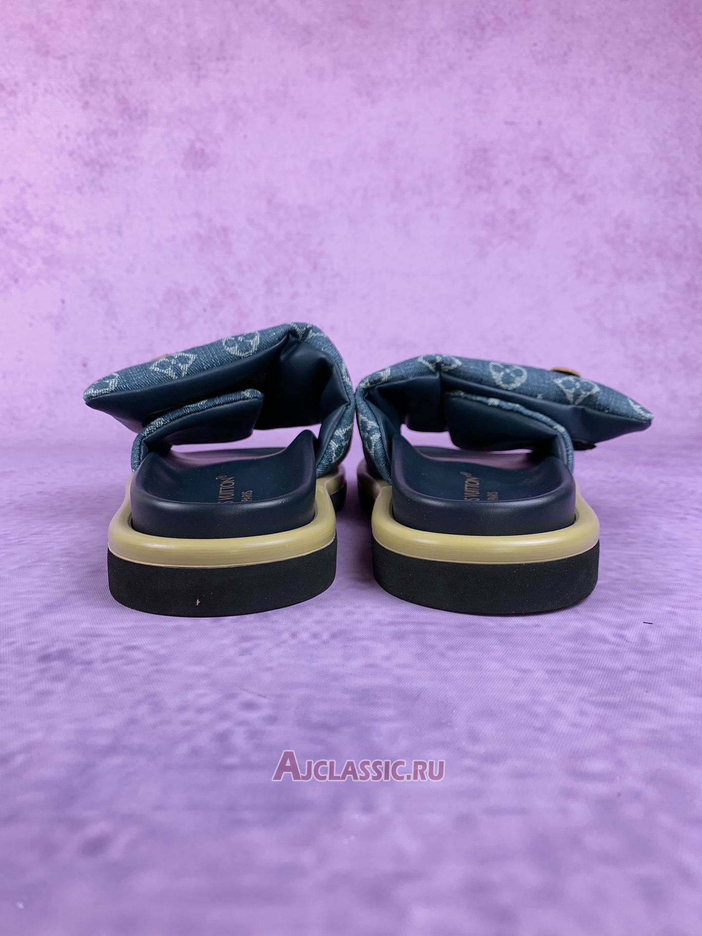 New Louis Vuitton LV Pool Pillow Flat Comfort Mule Slides "Blue Monogram Denim" 1ACJVH Shoes