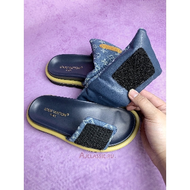 Buy Louis Vuitton LV Pool Pillow Flat Comfort Mule Slides Blue Monogram Denim Blue 1ACJVH Quality Reps Replicas Shoes