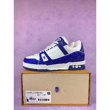 Buy Louis Vuitton LV Trainer Sneaker Swarovski Crystals White Blue Blue 1AC5AL Quality Reps Replicas Shoes