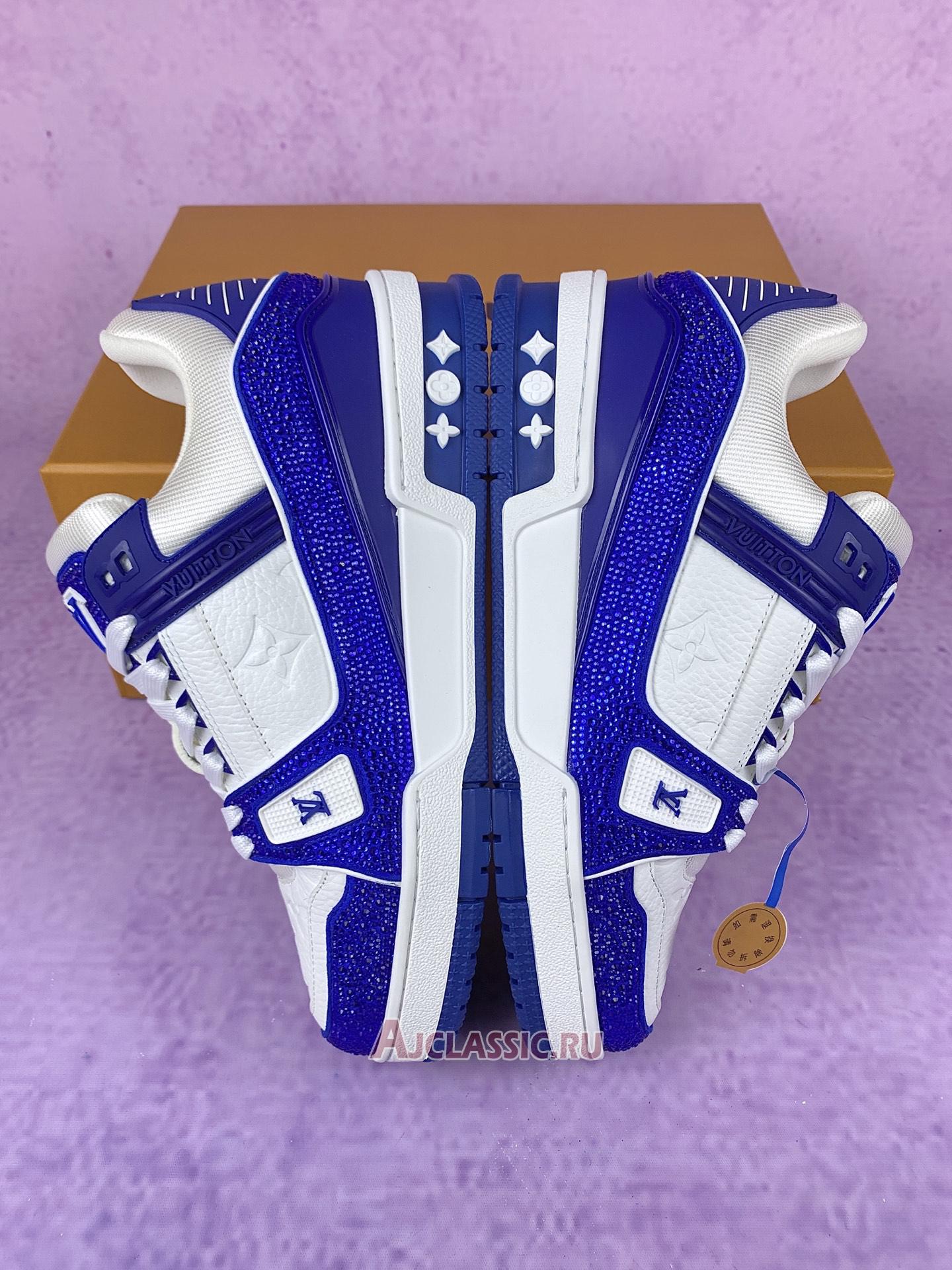 New Louis Vuitton LV Trainer Sneaker "Swarovski Crystals White Blue" 1AC5AL Shoes