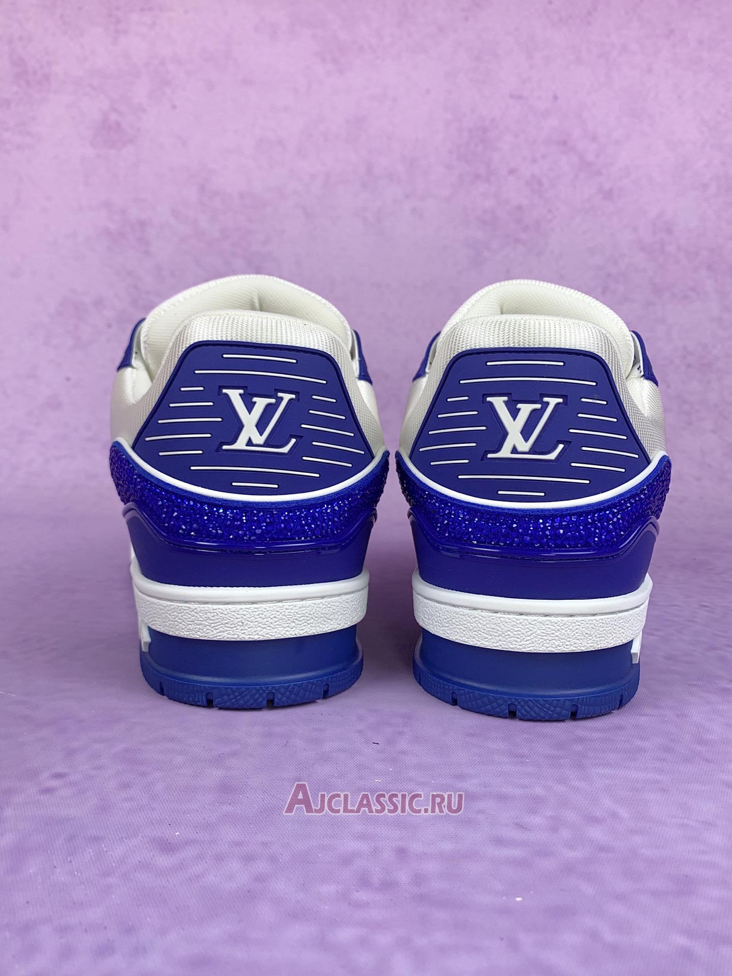 New Louis Vuitton LV Trainer Sneaker "Swarovski Crystals White Blue" 1AC5AL Shoes