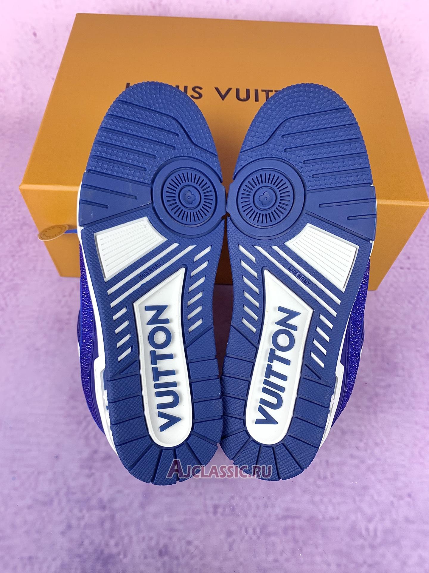 New Louis Vuitton LV Trainer Sneaker "Swarovski Crystals White Blue" 1AC5AL Shoes