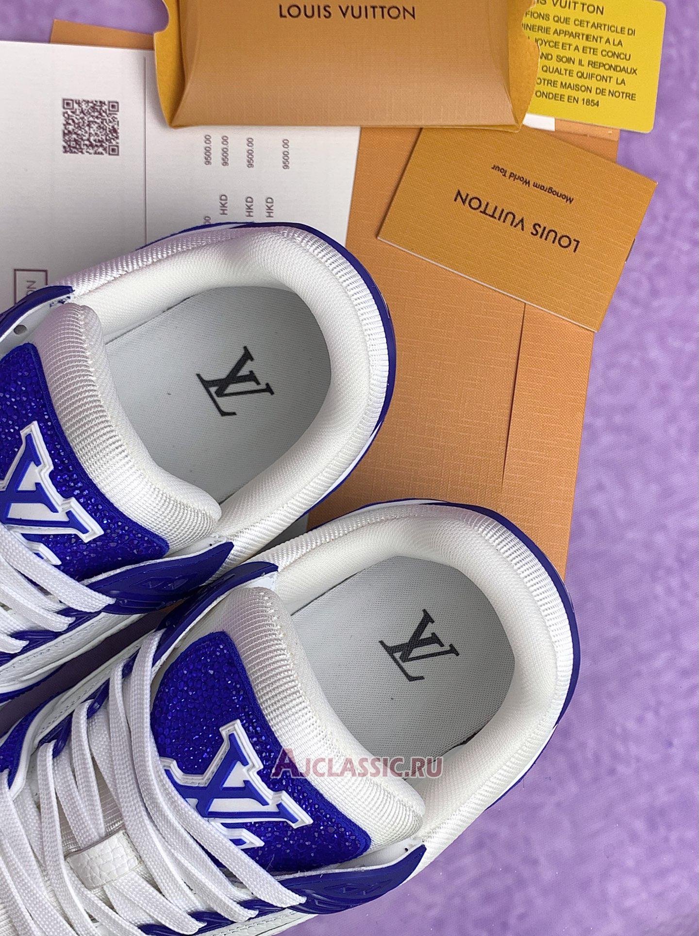 New Louis Vuitton LV Trainer Sneaker "Swarovski Crystals White Blue" 1AC5AL Shoes