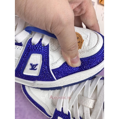 Buy Louis Vuitton LV Trainer Sneaker Swarovski Crystals White Blue Blue 1AC5AL Quality Reps Replicas Shoes