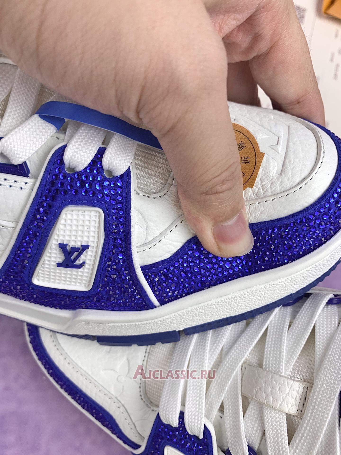 New Louis Vuitton LV Trainer Sneaker "Swarovski Crystals White Blue" 1AC5AL Shoes