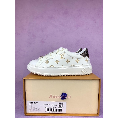Buy Louis Vuitton LV Time Out Trainers Debossed Monogram Leather White Gold White 1A9HAX Quality Reps Replicas Shoes