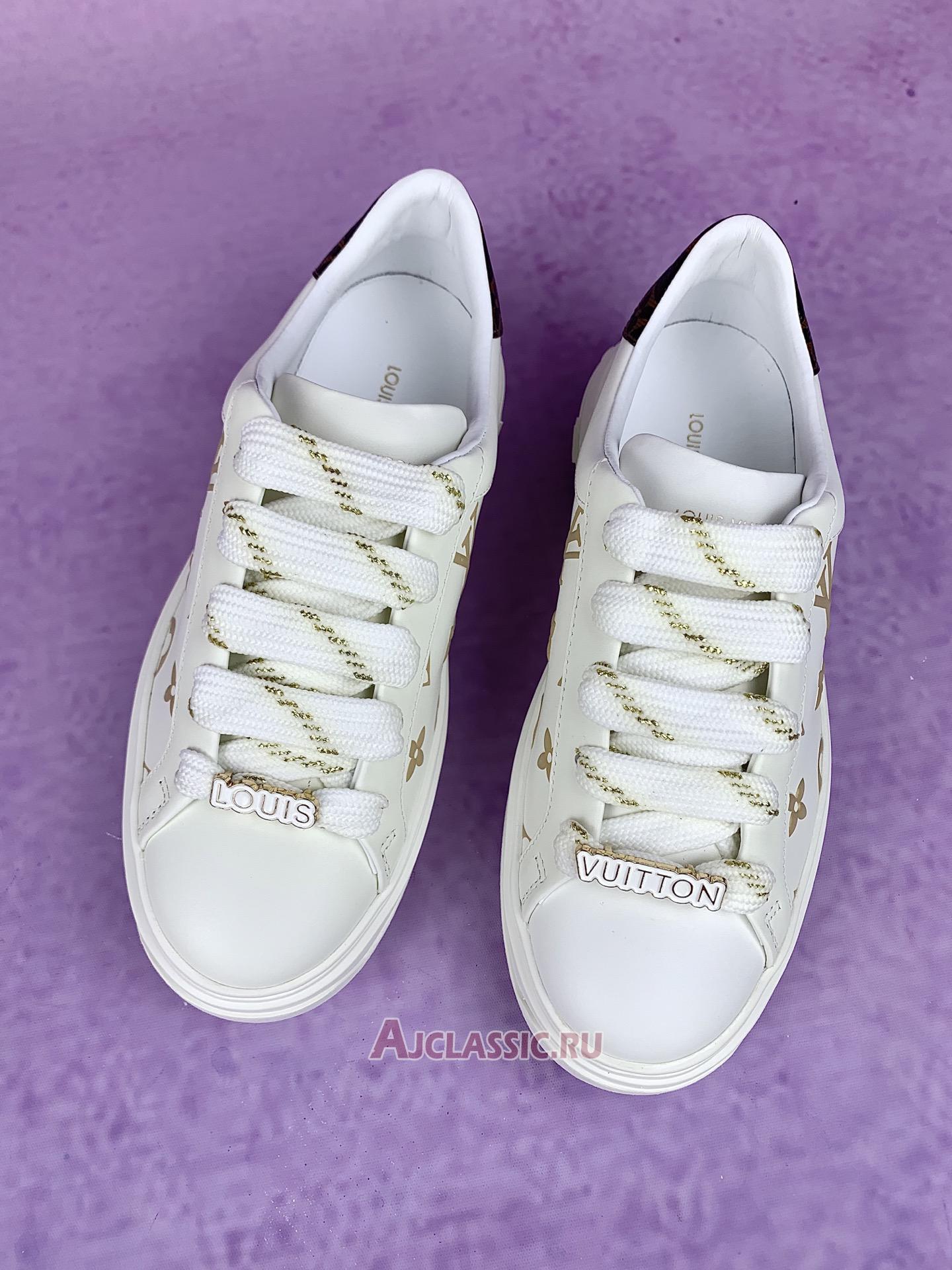 New Louis Vuitton LV Time Out Trainers "Debossed Monogram Leather White Gold" 1A9HAX Shoes