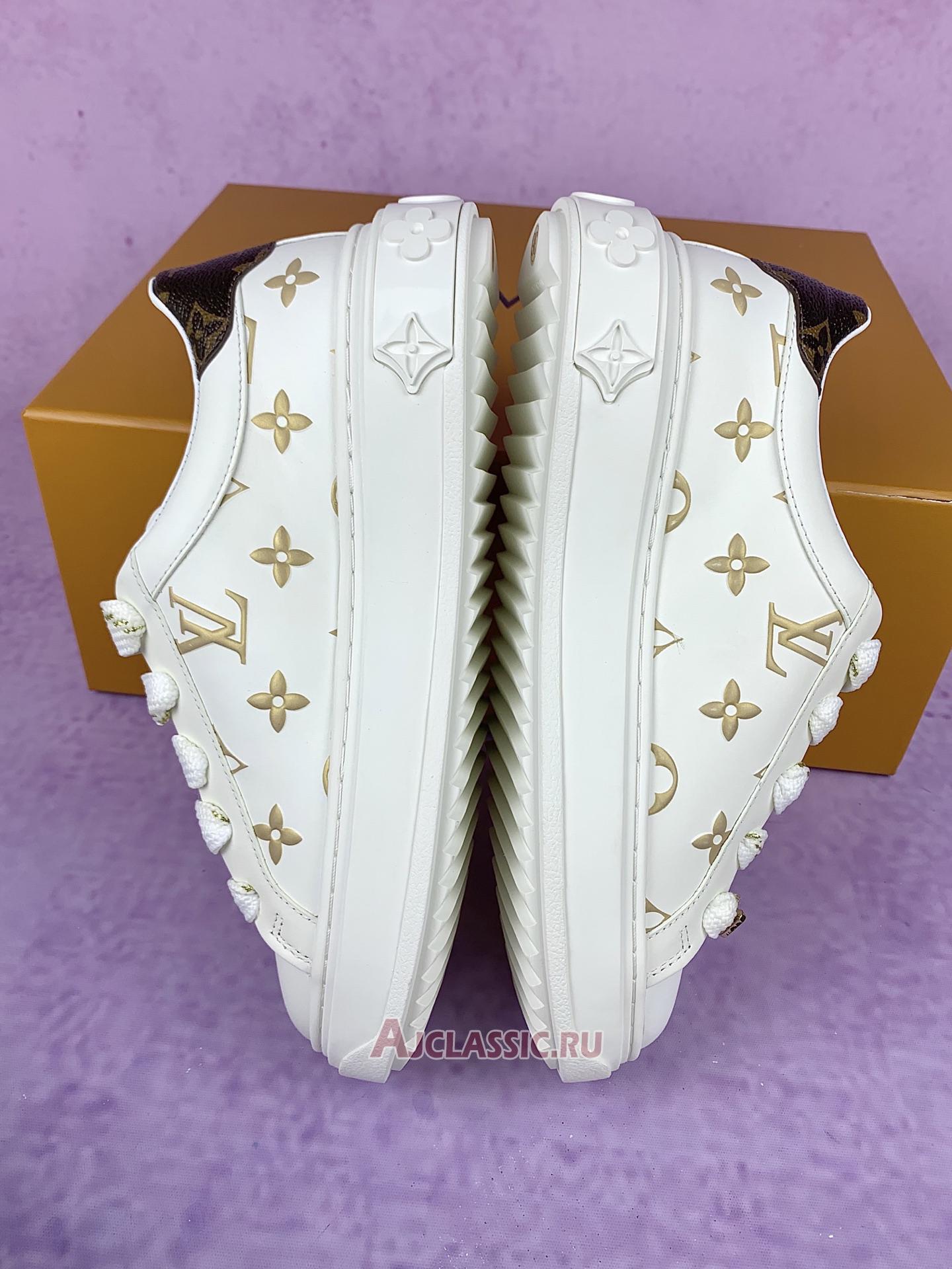 New Louis Vuitton LV Time Out Trainers "Debossed Monogram Leather White Gold" 1A9HAX Shoes