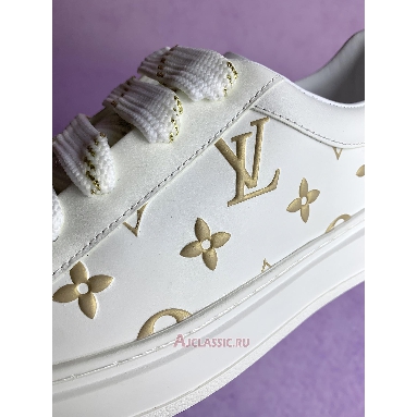 Buy Louis Vuitton LV Time Out Trainers Debossed Monogram Leather White Gold White 1A9HAX Quality Reps Replicas Shoes