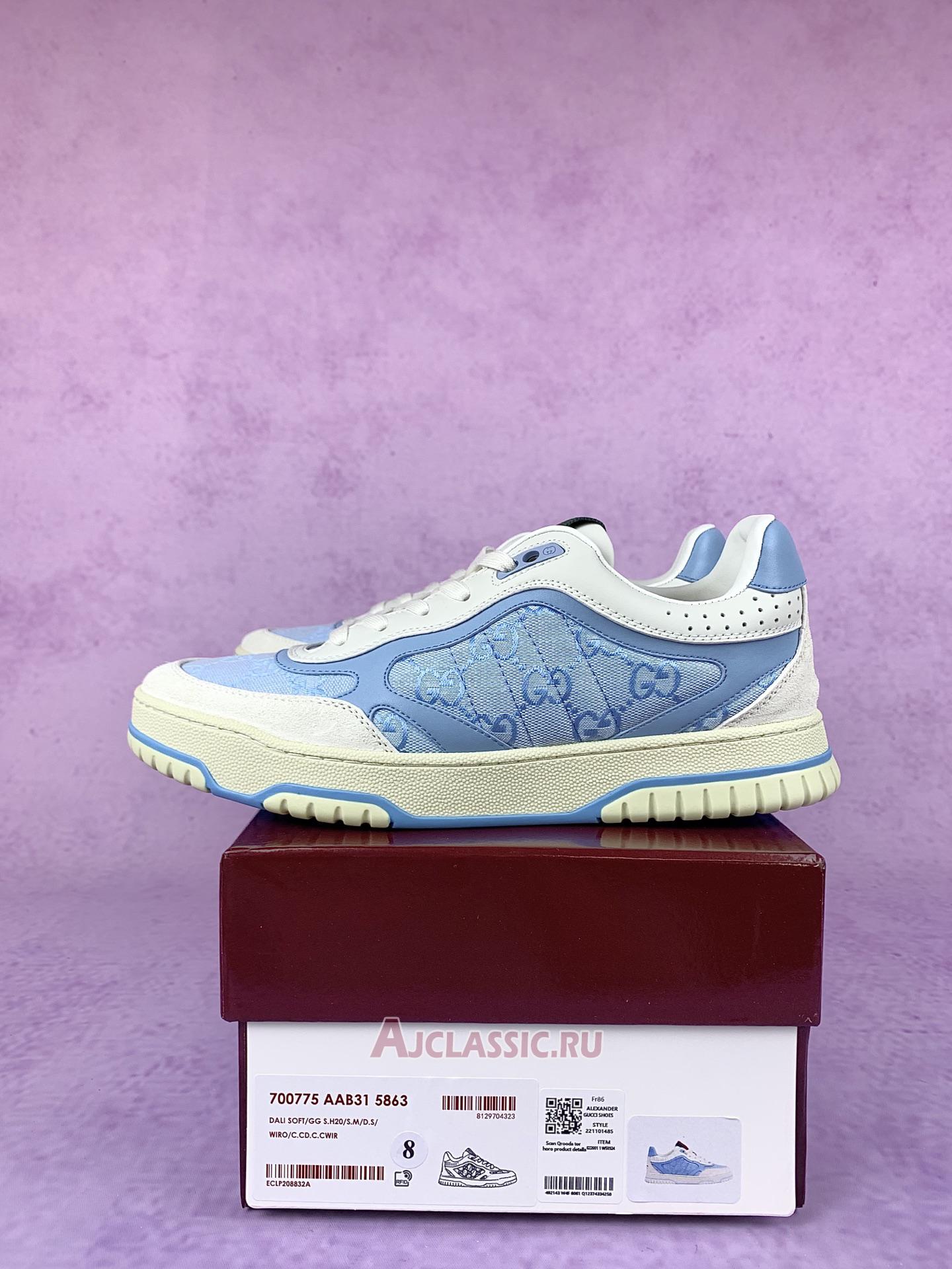 New Gucci Re-Web Sneaker "GG Canvas - Light Blue Ivory" 824221 AADJA 9571 Shoes