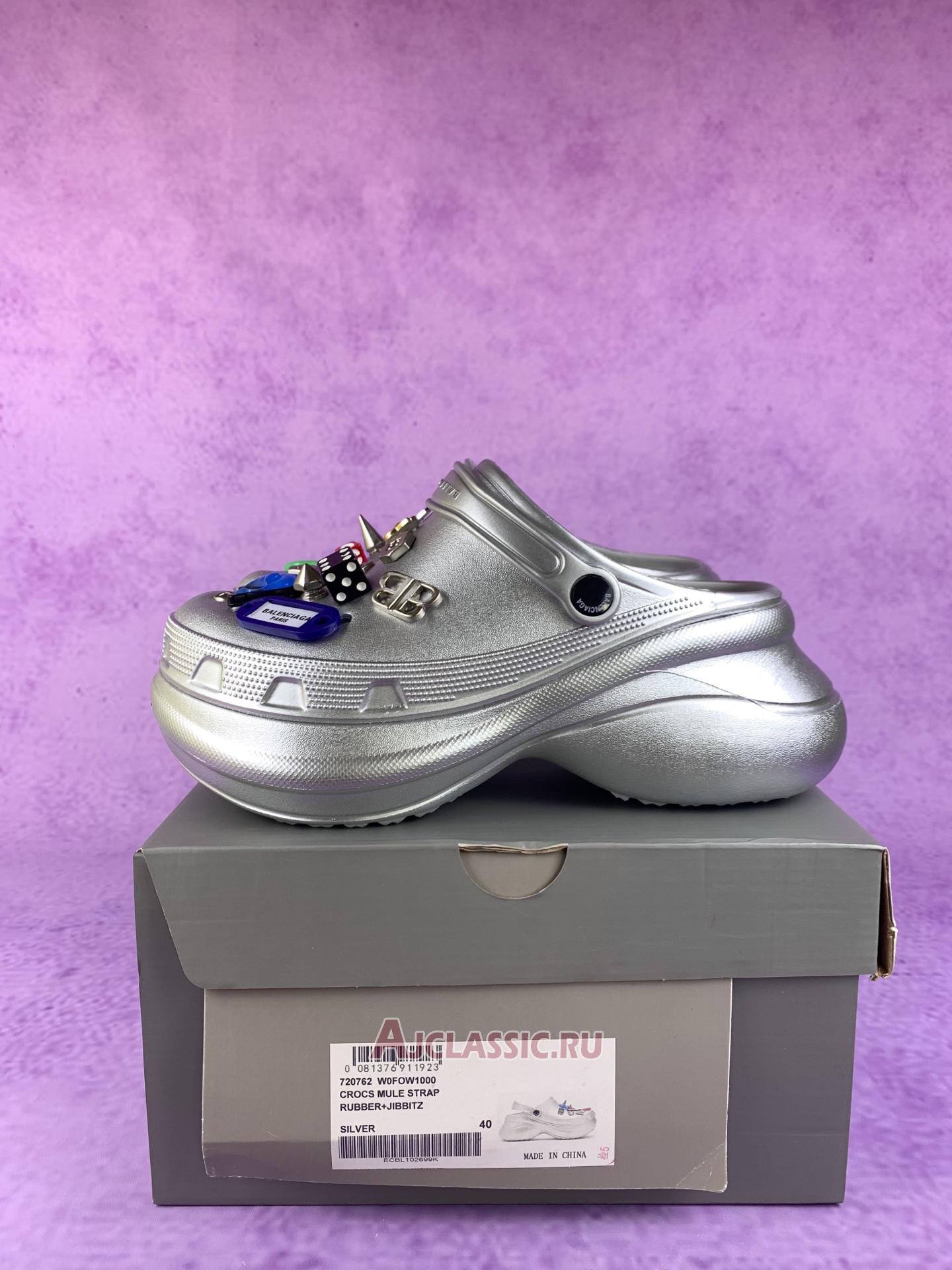 New Balenciaga Crocs Mule Jibbitz Slip-On "Silver" 720762 W0FOW 5600 Shoes