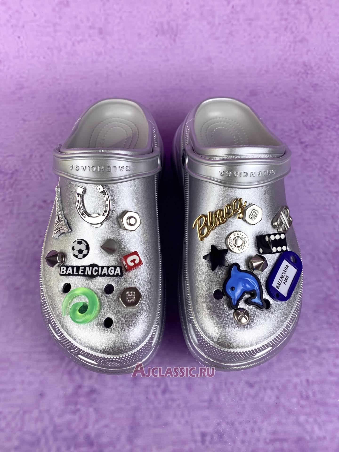 New Balenciaga Crocs Mule Jibbitz Slip-On "Silver" 720762 W0FOW 5600 Shoes