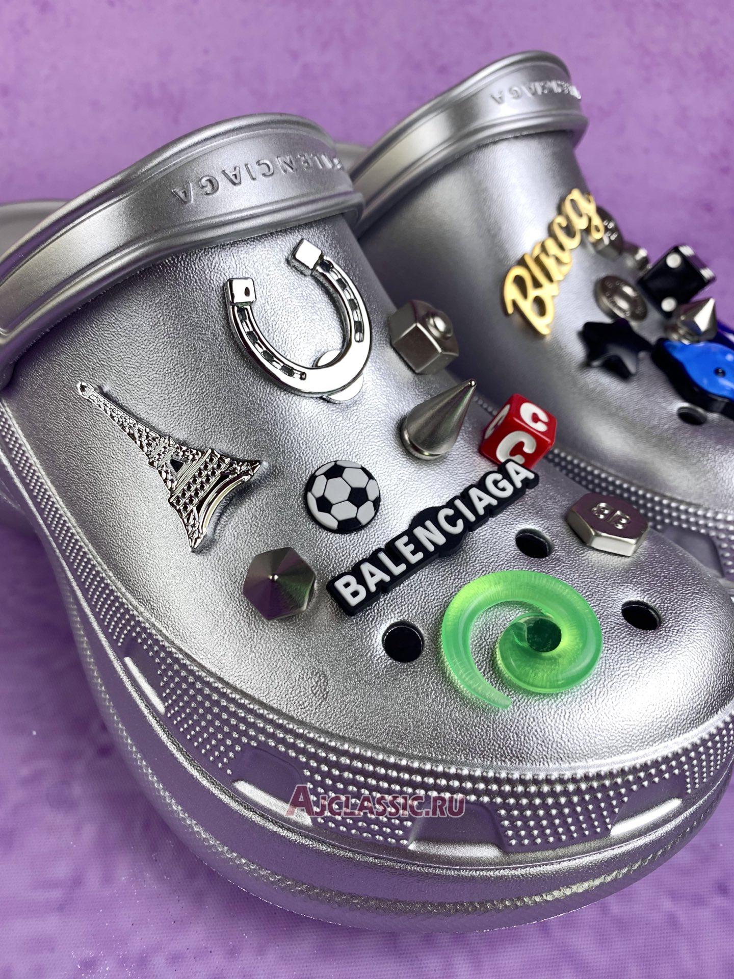 New Balenciaga Crocs Mule Jibbitz Slip-On "Silver" 720762 W0FOW 5600 Shoes