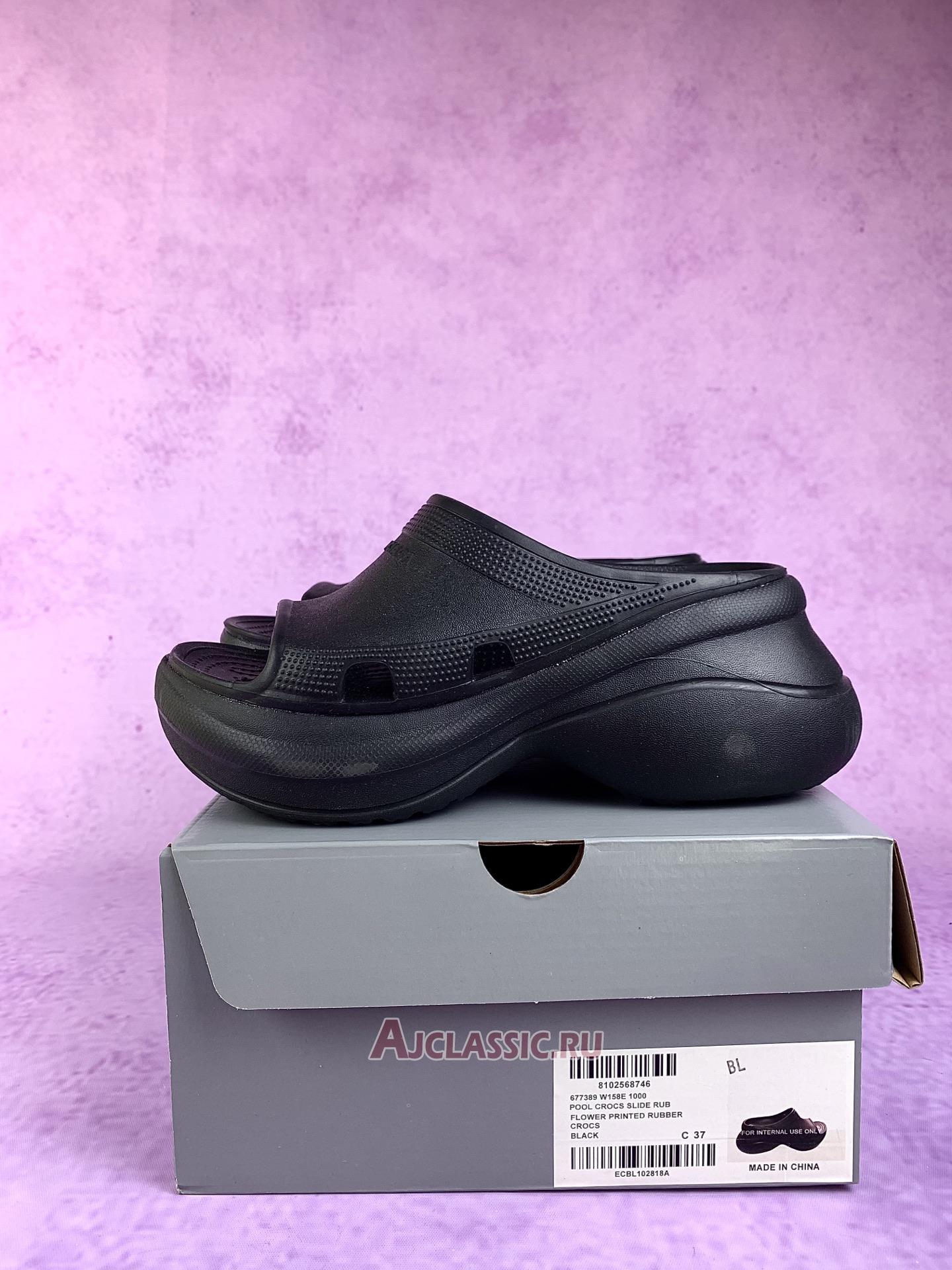 New Balenciaga Crocs Womens Pool Slide Sandal "Black" 77389 W1S8K 2500 Shoes