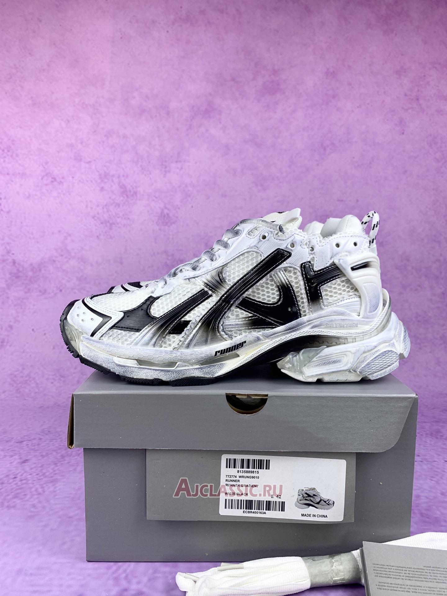 New Balenciaga Runner Sneaker "White Black Gradient" 772774 WRUNG 9010 Shoes