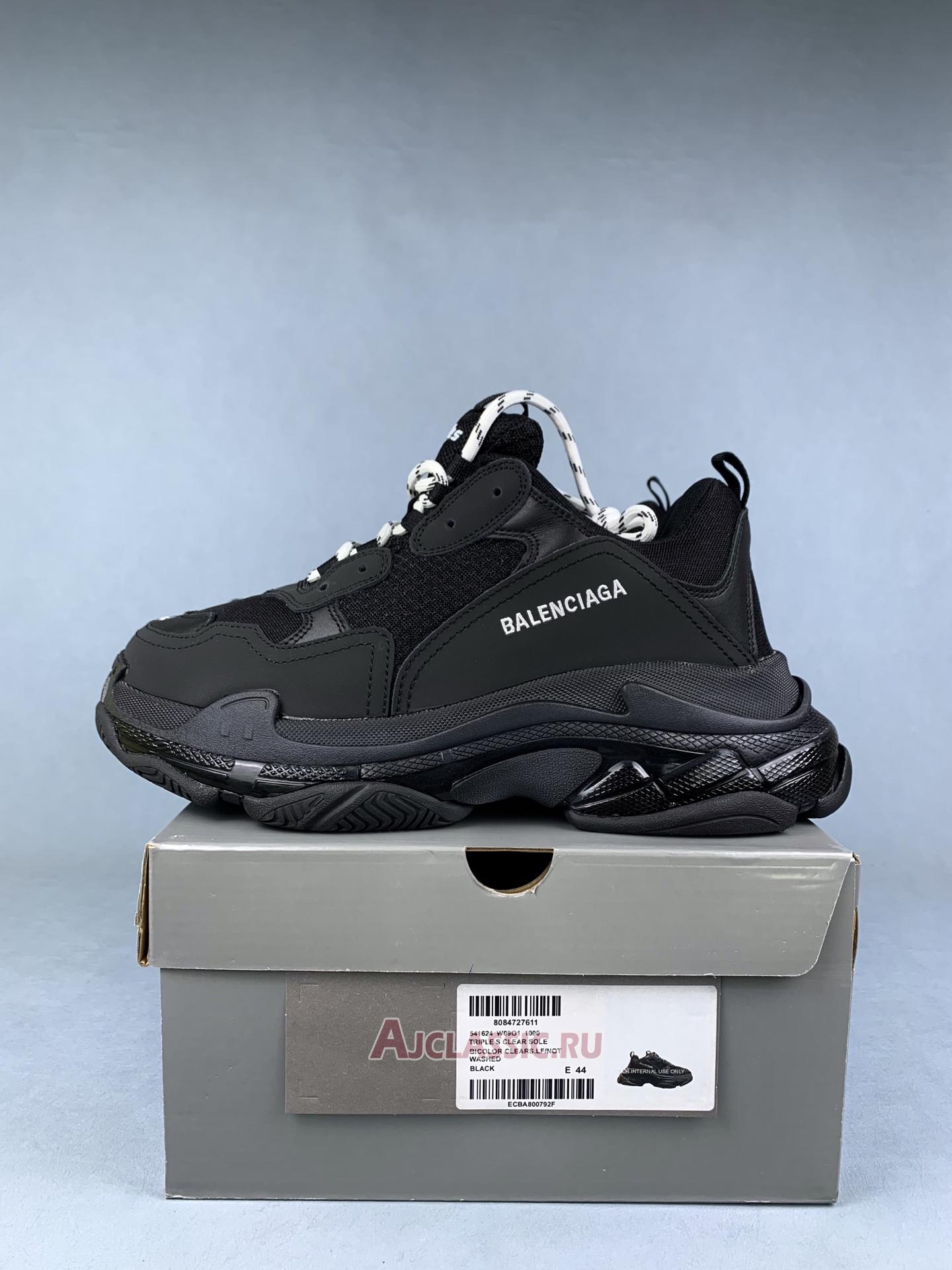 New Balenciaga Triple S Trainer "Black Clear Sole" 544351 W09O1 1000 Shoes