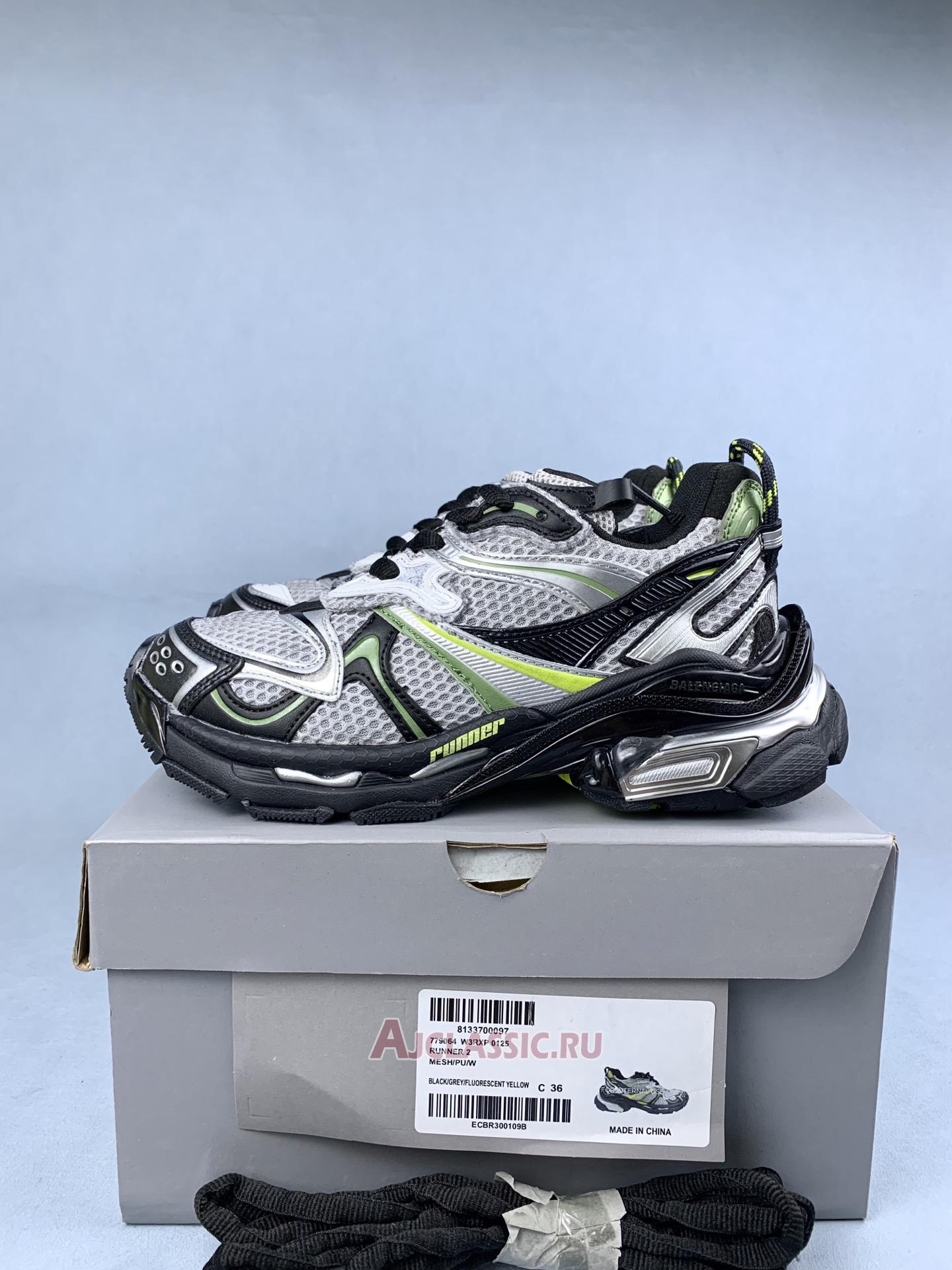 New Balenciaga Runner 2.0 Sneaker "Worn-Out Silver Neon Yellow" 779066 W3RXP 8137 Shoes