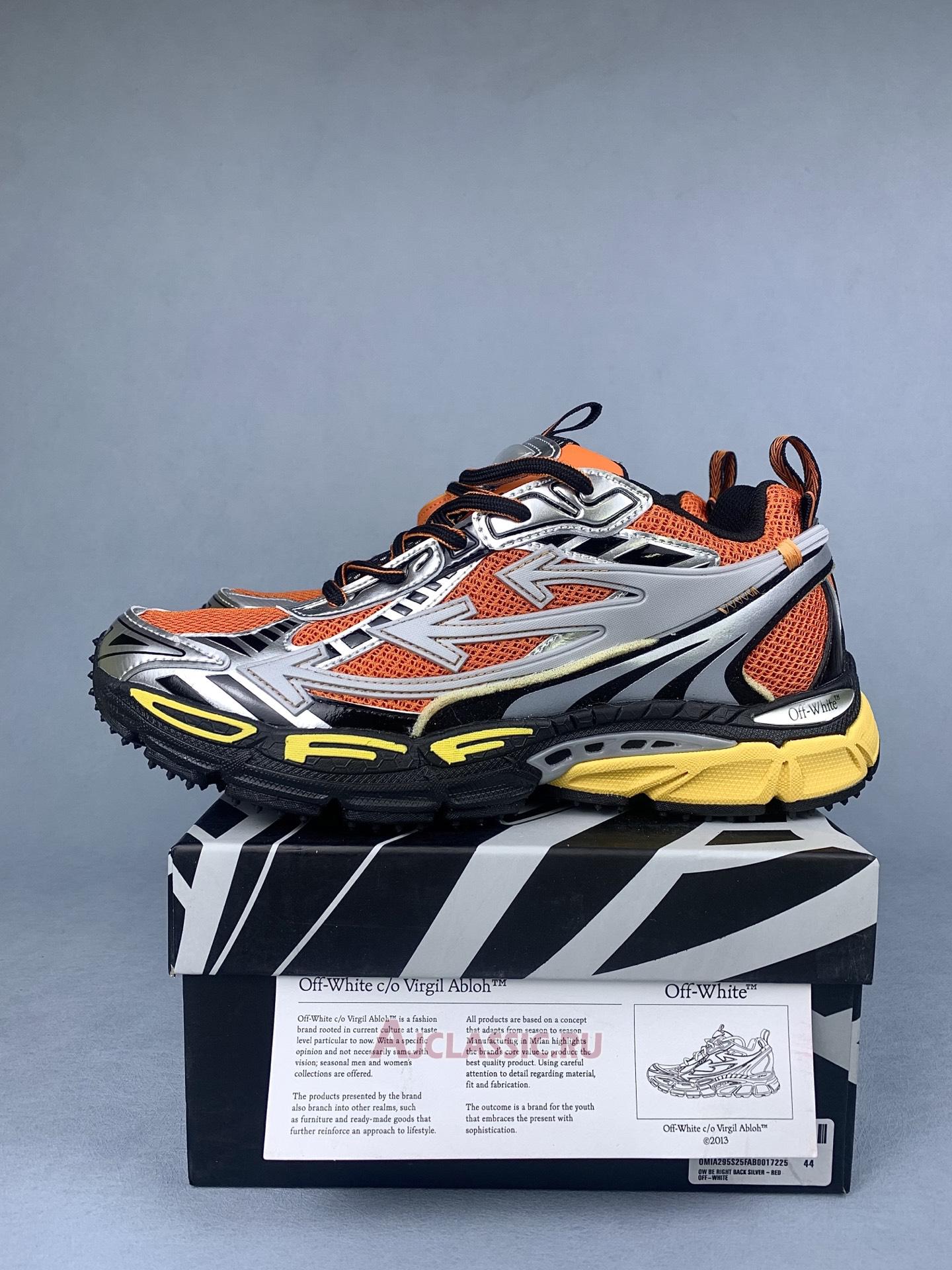 New Off-White Be Right Back "Silver Orange" OMIA295S25FAB001 7225 Shoes