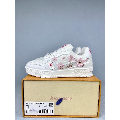 Buy Takashi Murakami x Louis Vuitton LV Trainer Sneaker White Pink Monogram Flowers White 1AGZEB-2 Quality Reps Replicas Shoes