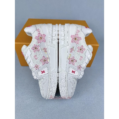 Buy Takashi Murakami x Louis Vuitton LV Trainer Sneaker White Pink Monogram Flowers White 1AGZEB-2 Quality Reps Replicas Shoes