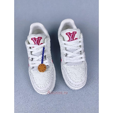 Buy Takashi Murakami x Louis Vuitton LV Trainer Sneaker White Pink Monogram Flowers White 1AGZEB-2 Quality Reps Replicas Shoes