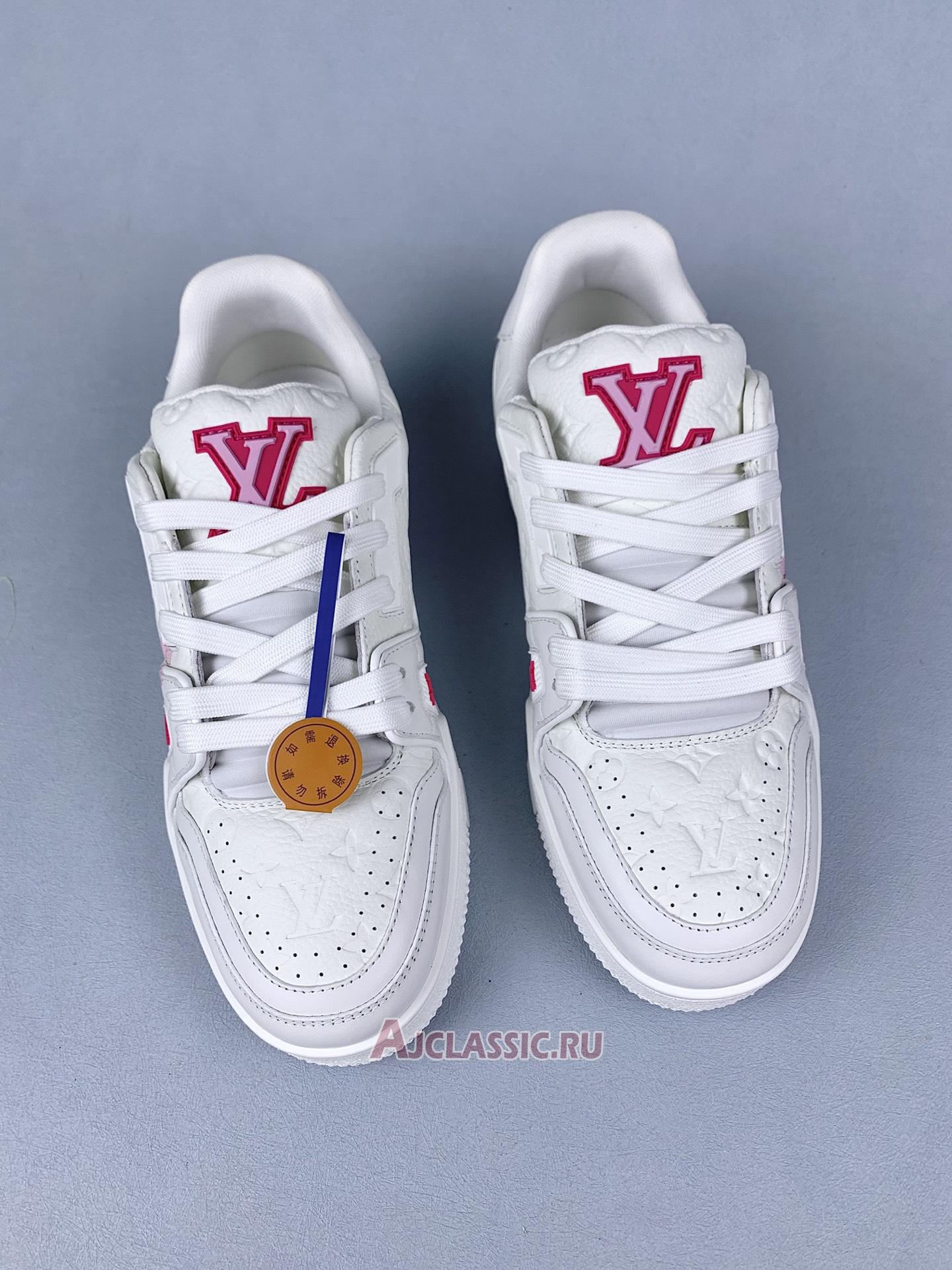 New Takashi Murakami x Louis Vuitton LV Trainer Sneaker "White Pink Monogram Flowers" 1AGZEB-2 Shoes