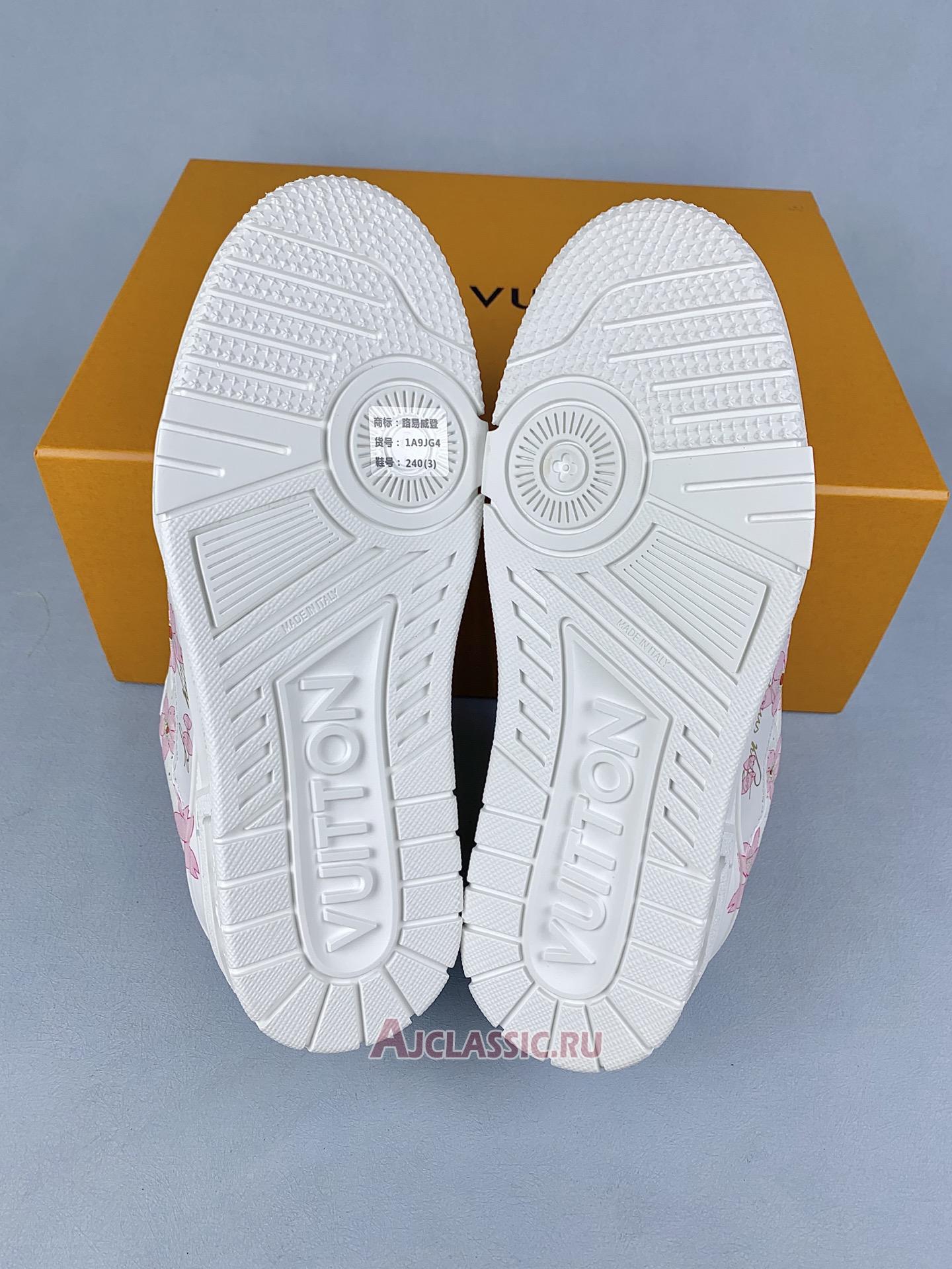 New Takashi Murakami x Louis Vuitton LV Trainer Sneaker "White Pink Monogram Flowers" 1AGZEB-2 Shoes