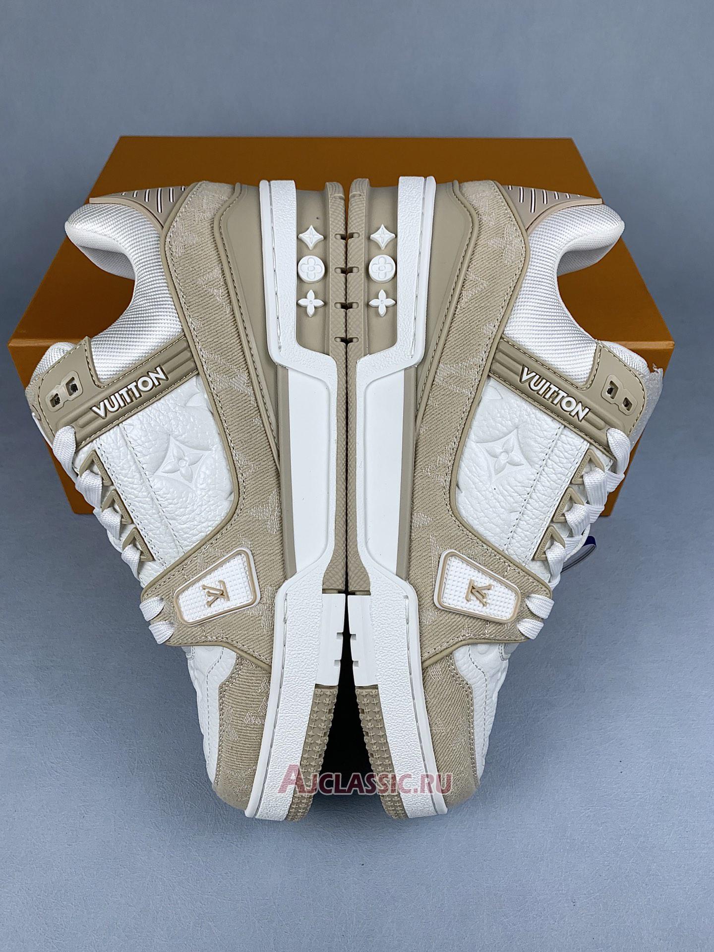 New Louis Vuitton LV Trainer Sneaker "Beige White" 1AIKO6 Shoes