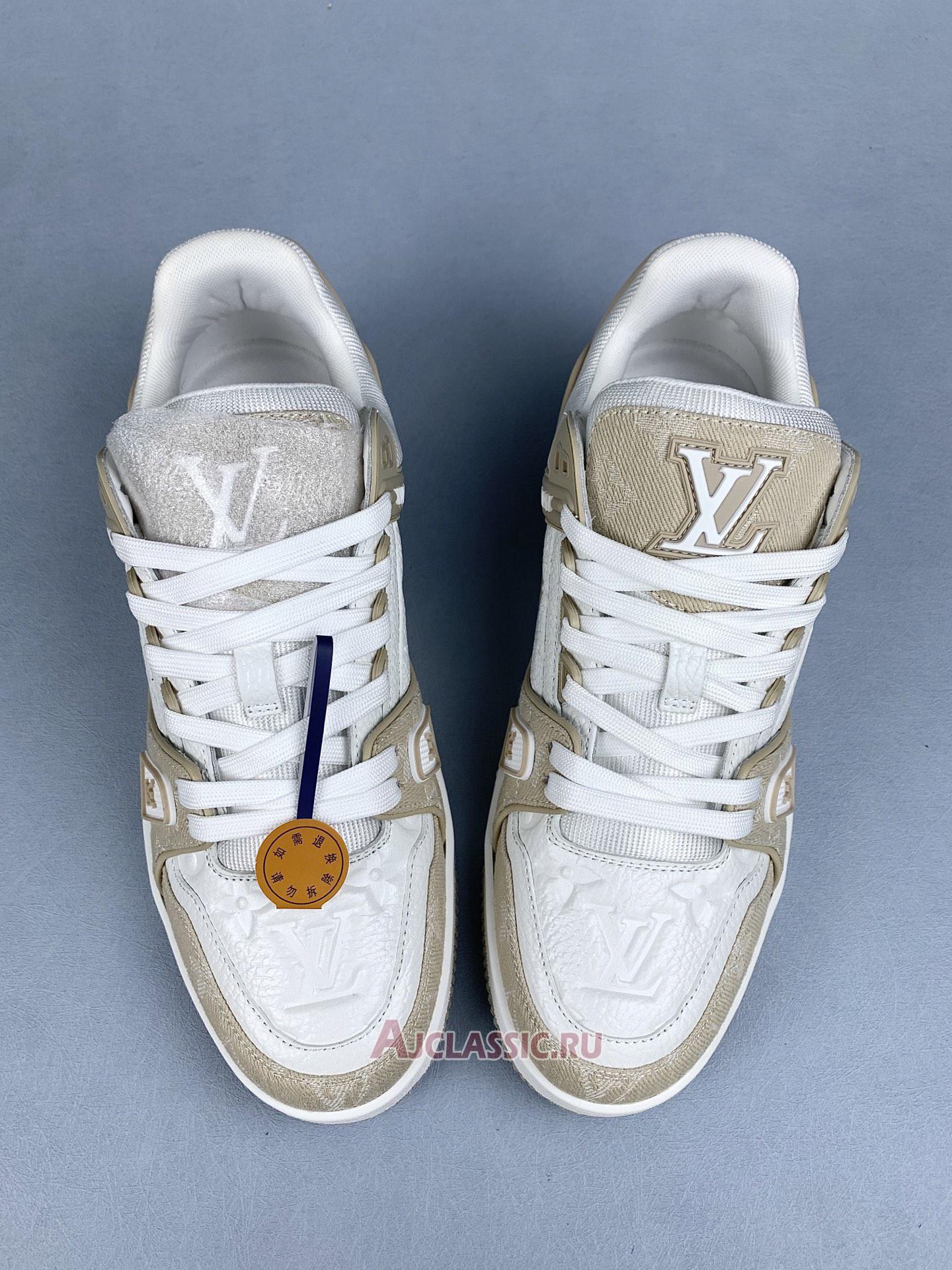 New Louis Vuitton LV Trainer Sneaker "Beige White" 1AIKO6 Shoes