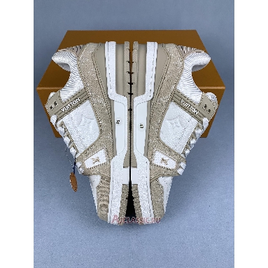 Buy Louis Vuitton LV Trainer Sneaker Beige White Beige 1AIKO6 Quality Reps Replicas Shoes