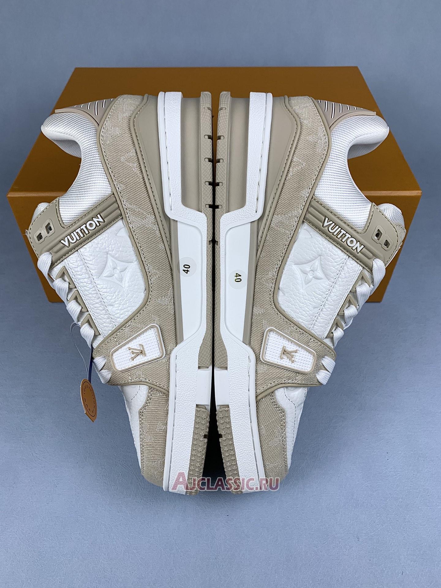New Louis Vuitton LV Trainer Sneaker "Beige White" 1AIKO6 Shoes