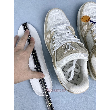 Buy Louis Vuitton LV Trainer Sneaker Beige White Beige 1AIKO6 Quality Reps Replicas Shoes